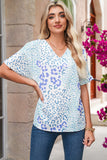 Periwinkle Leopard Print V-Neck Short Sleeve T-Shirt