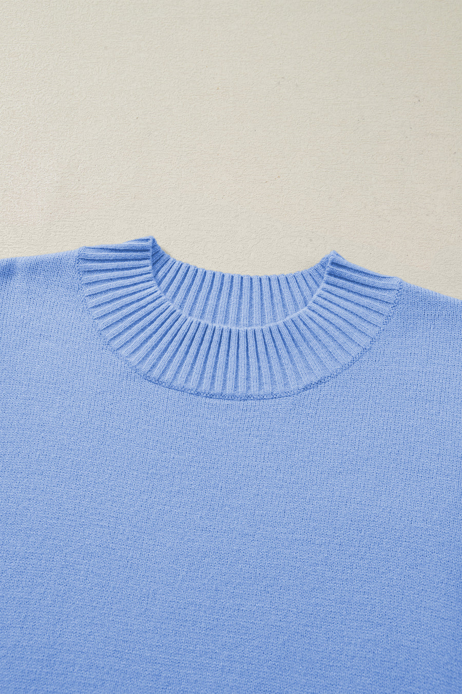 Ribbed Trim Crew Neck Ruffled Short Sleeve Sweater- 3 Colors
