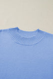 Ribbed Trim Crew Neck Ruffled Short Sleeve Sweater- 3 Colors