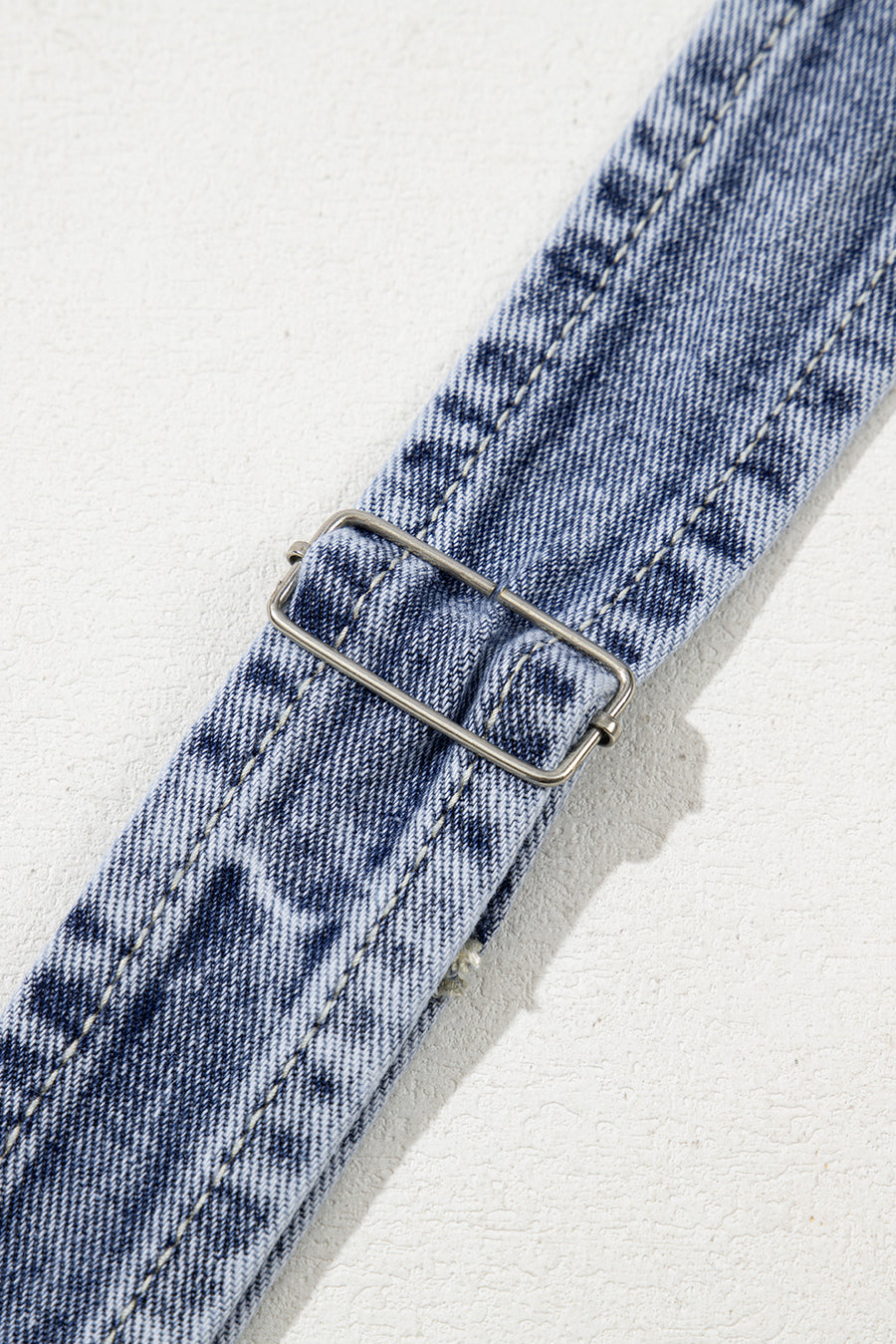 Mineral Wash Blue Straight Leg Denim Overalls