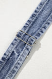 Mineral Wash Blue Straight Leg Denim Overalls