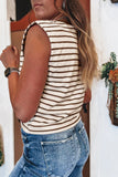 Striped Ribbed Crew Neck Muscle Tee- 2 Colors