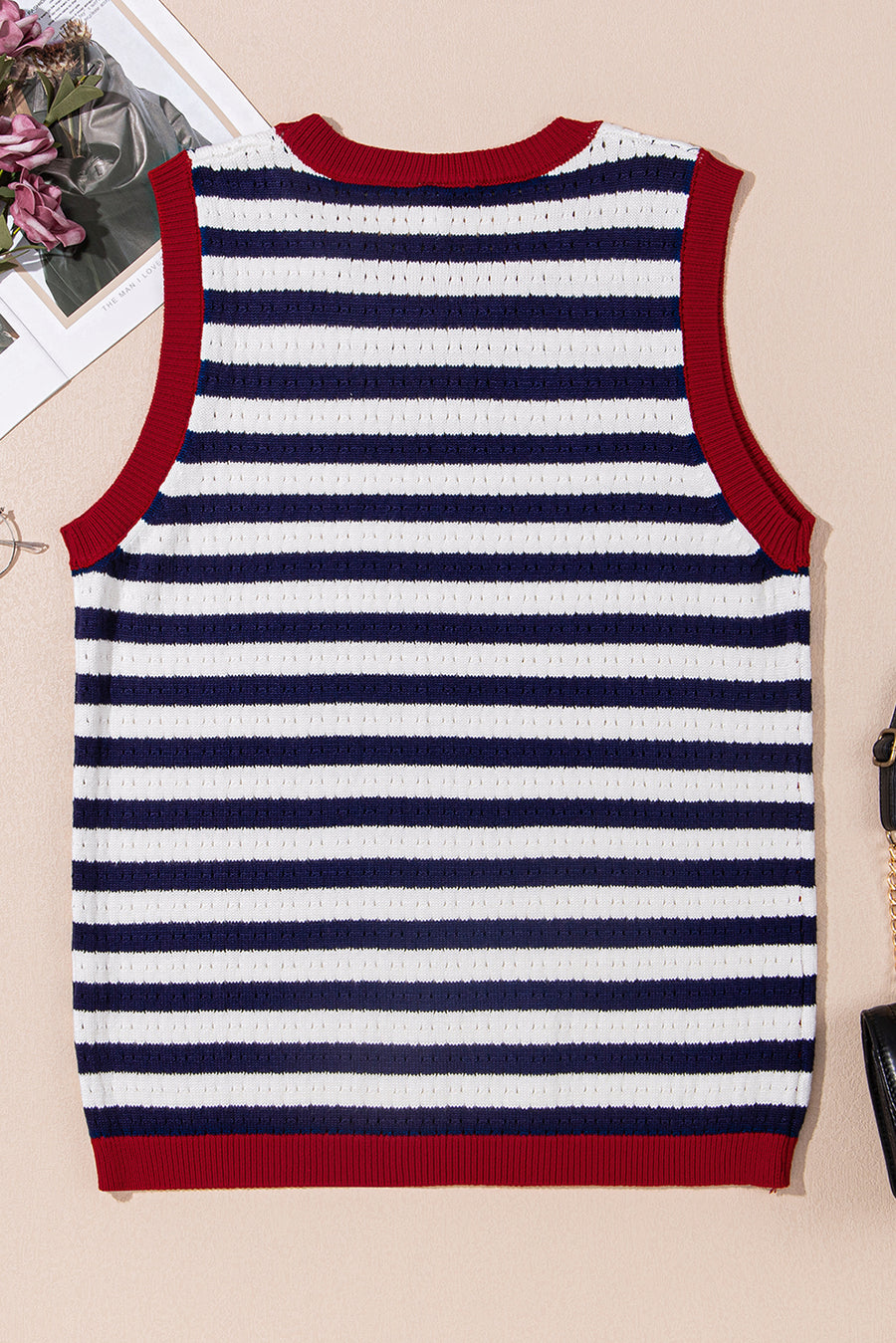 Striped Contrast Trim Sleeveless Sweater Vest- 3 Colors