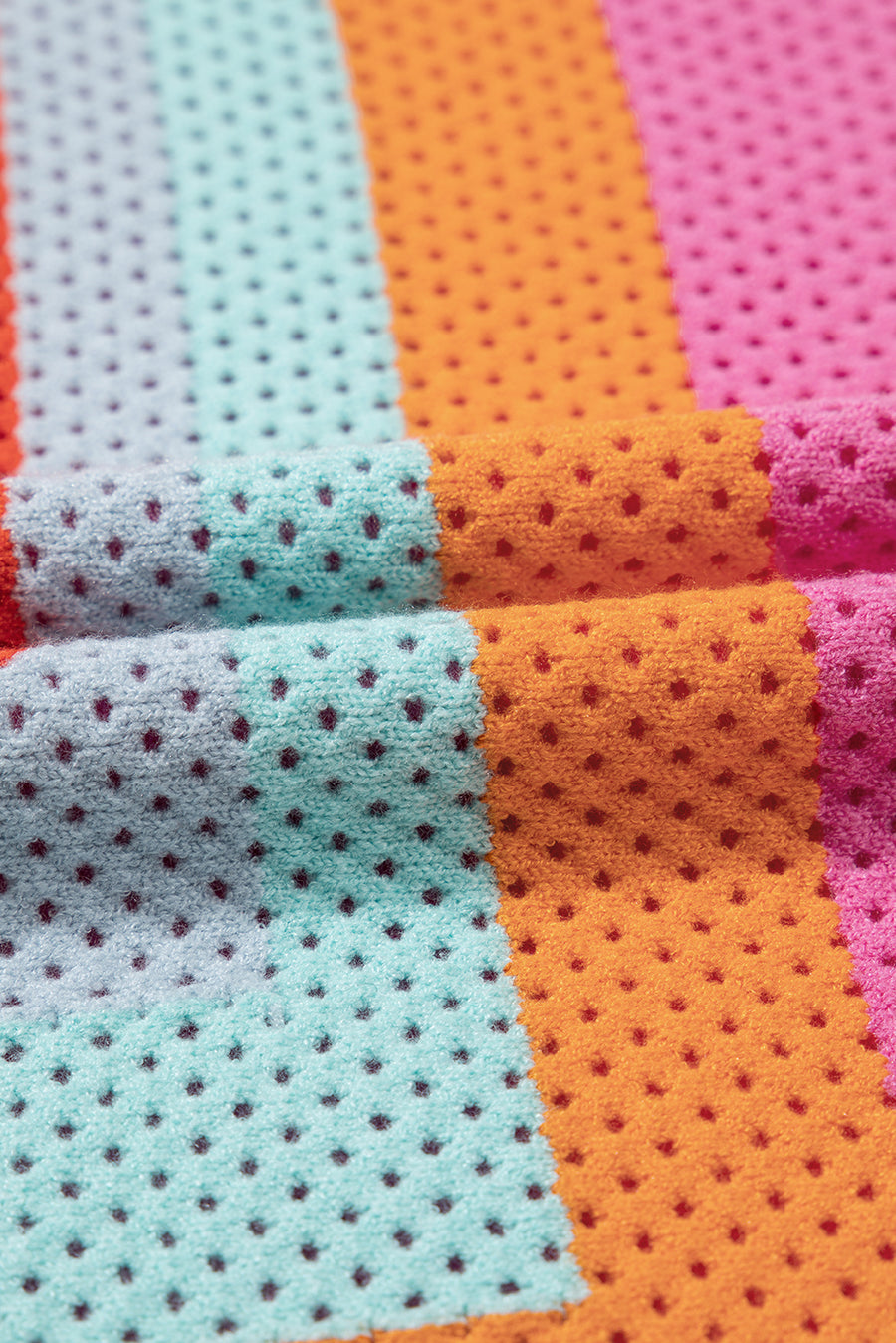 Color Block Openwork Knit T-Shirt