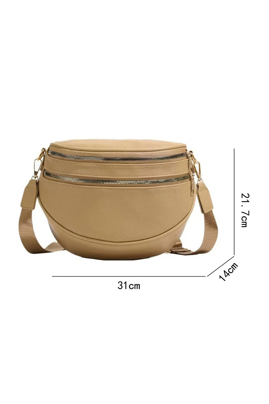 PU Leather Double Zipper Crossbody Bag- 3 Colors
