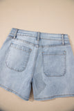 Light Wash High Rise Front Pocket Denim Shorts