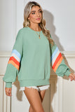 Striped Arm Drop Sleeve Loose Sweatshirt- 2 Colors