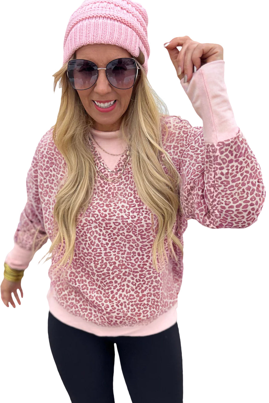Leopard Print Patchwork Crew Neck Sweatshirt- 3 Colors