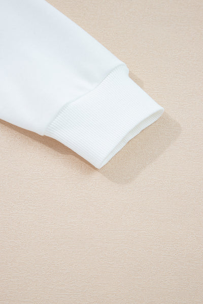 Navy Blue Preppy Striped Sleeve Loose Sweatshirt