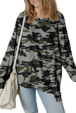 Camouflage Print Exposed Seam Drop Shoulder Sweatshirt- 2 Colors