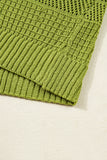 Spinach Green Oversize Crochet Knit Open Cardigan
