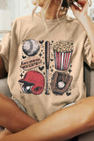 Khaki Retro Baseball Game Graphic T-Shirt