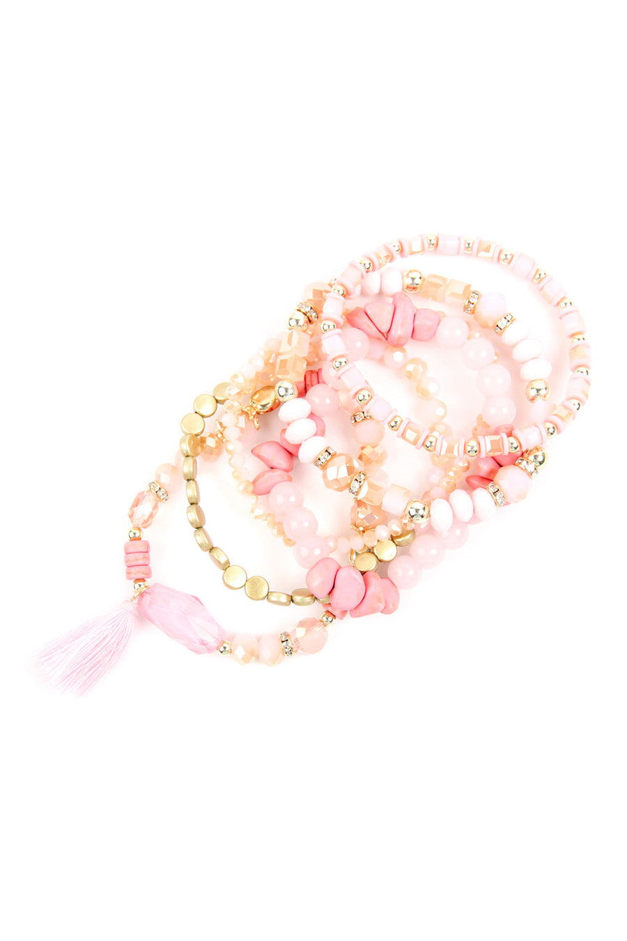 Beaded Stretch Tassel Charm Bracelet- 8 Colors