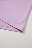 Plus Size Lavender Floral Patched Color Block Pullover Shirt