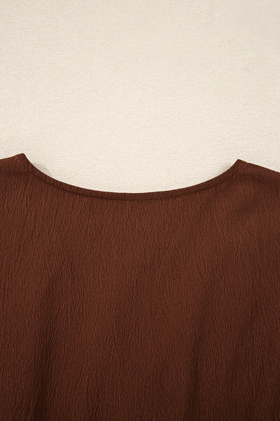 Burgundy Floral Embroidered Tassel Tie Waist Long Sleeve Mini Dress