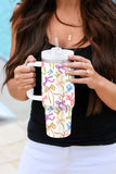 White Bow Print Large Stainless Steel Tumbler