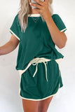 *Pre-Order* Color Block Drop Shoulder T-Shirt and Skort Set- 5 Colors