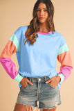Color Block Long Sleeve Loose Fit Top- 3 Colors