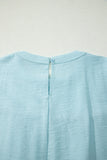 Meadow Mist Green Tie Half Sleeve Pleated Detail Babydoll Blouse