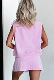 Yellow Cream Solid Color Washed Sleeveless Top Split Skort Cotton 2pcs Outfit