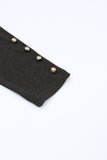 Black Button Cuff Puff Long Sleeve Sheath Top