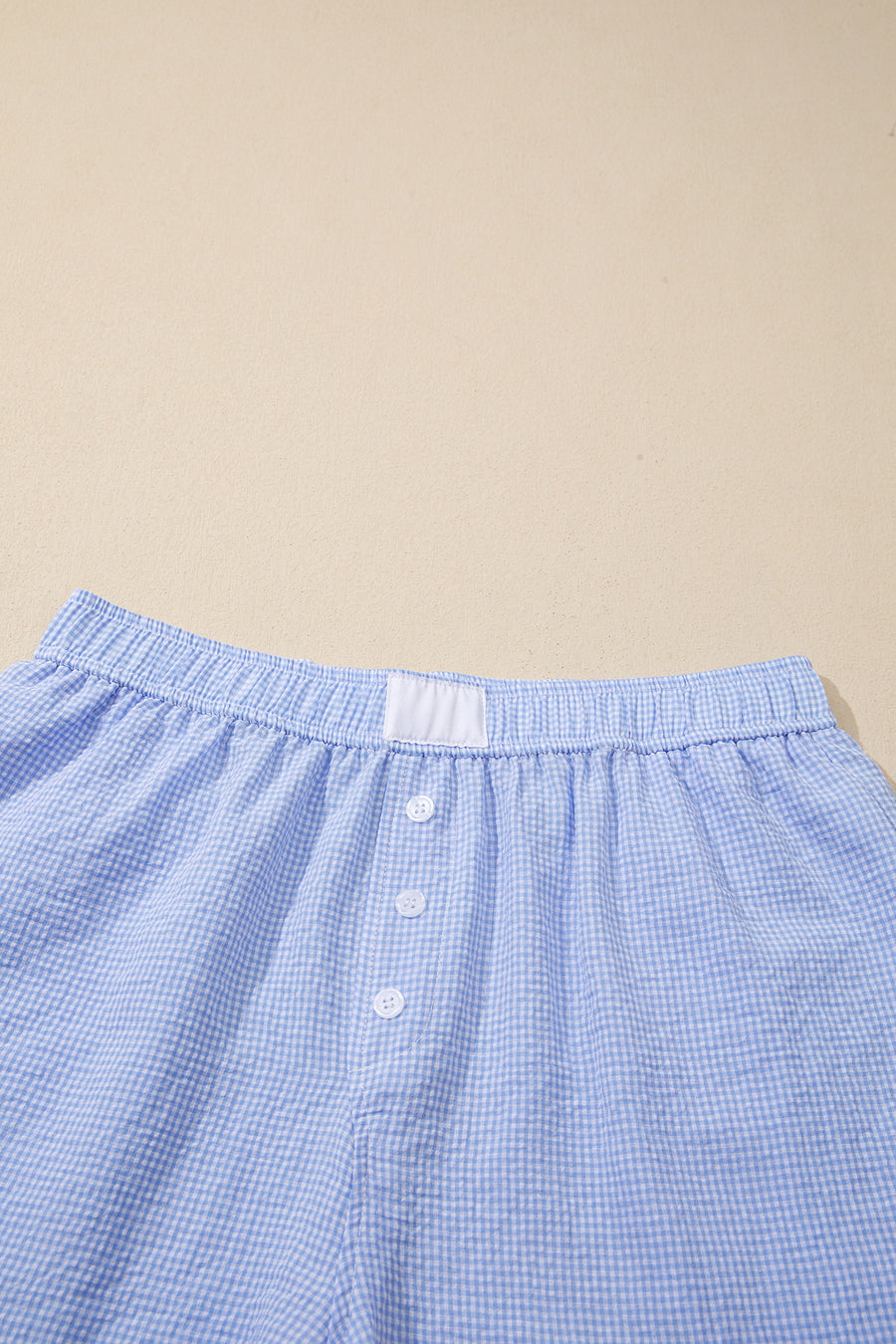 Gingham Button Detail Lace Trim Boxer Shorts- 2 Colors