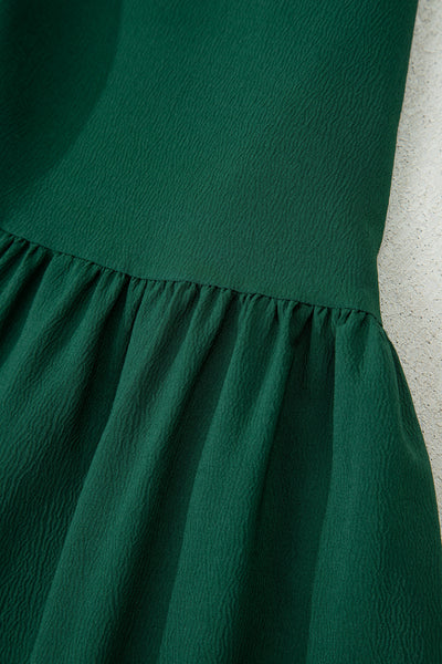 Solid Long Sleeve Button V-Neck Tiered Maxi Dress- 2 Colors