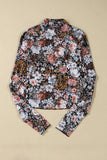 Floral Mock Neck Long Sleeve Mesh Blouse- 2 Colors