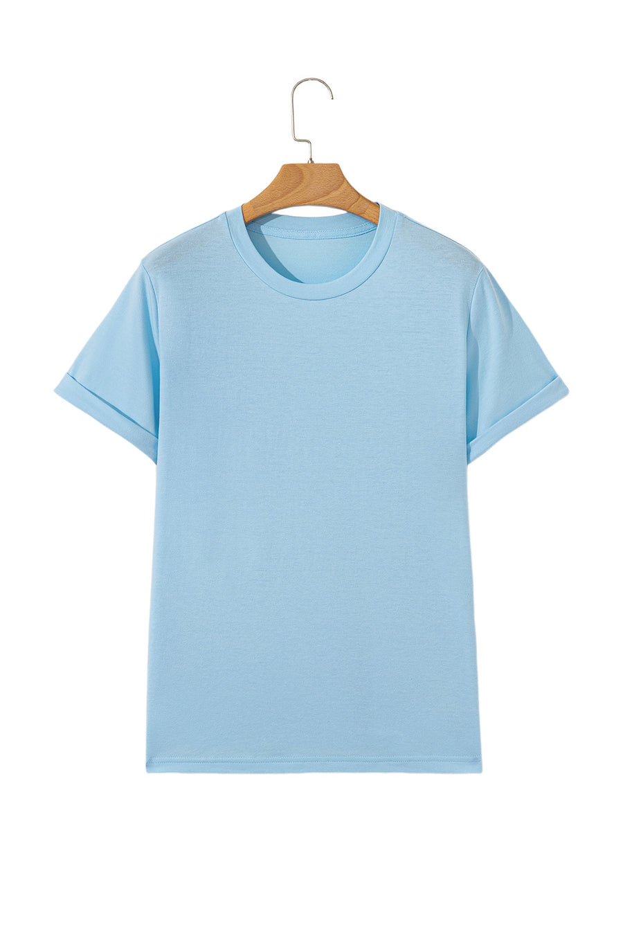 Basic Crew Neck Rolled Sleeve T-Shirt- 12 Colors