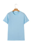 Basic Crew Neck Rolled Sleeve T-Shirt- 12 Colors