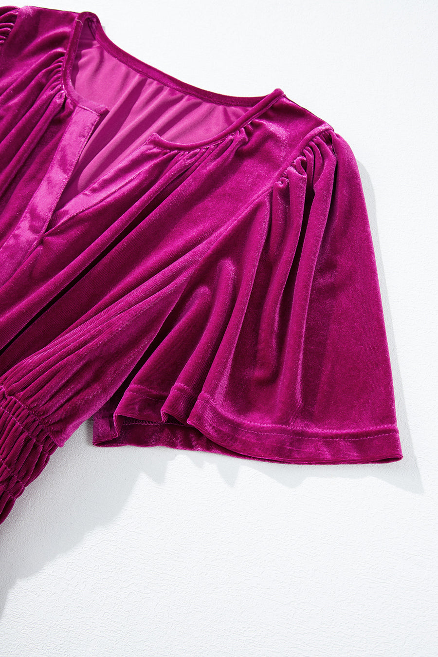 Velvet Puff Short Sleeve Smocked Waist Tiered Maxi Dress with Pockets- 3 Colors