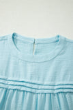 Meadow Mist Green Tie Half Sleeve Pleated Detail Babydoll Blouse