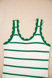 Scalloped Edge Striped Ribbed Tank Top- 2 Colors