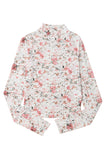 Floral Mock Neck Long Sleeve Mesh Blouse- 2 Colors