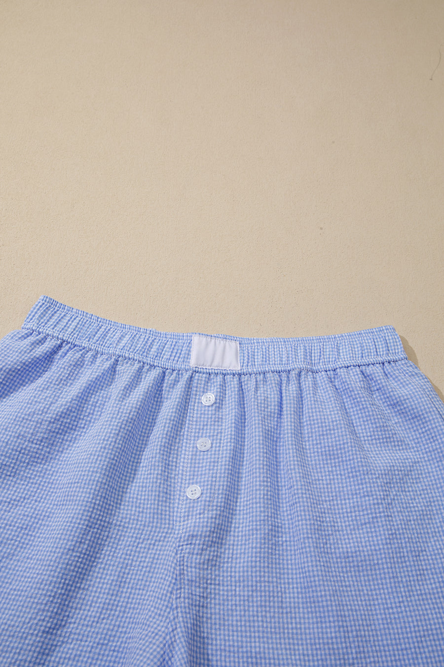 Gingham Button Detail Lace Trim Boxer Shorts- 2 Colors