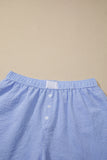 Gingham Button Detail Lace Trim Boxer Shorts- 2 Colors