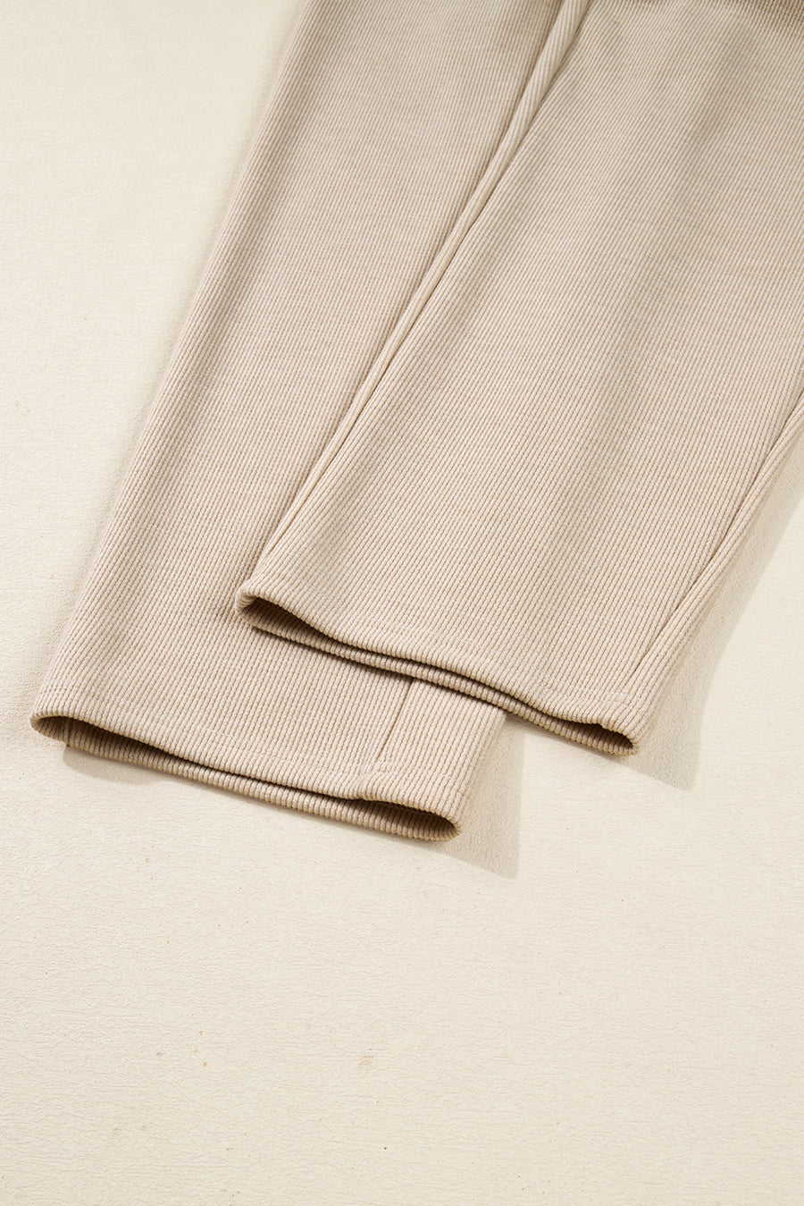 Contrast Drawstring Hoodie and High Waist Pants Corduroy Set- 5 Colors