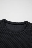 Black Textured Cap Sleeve T Shirt Shift Mini Dress