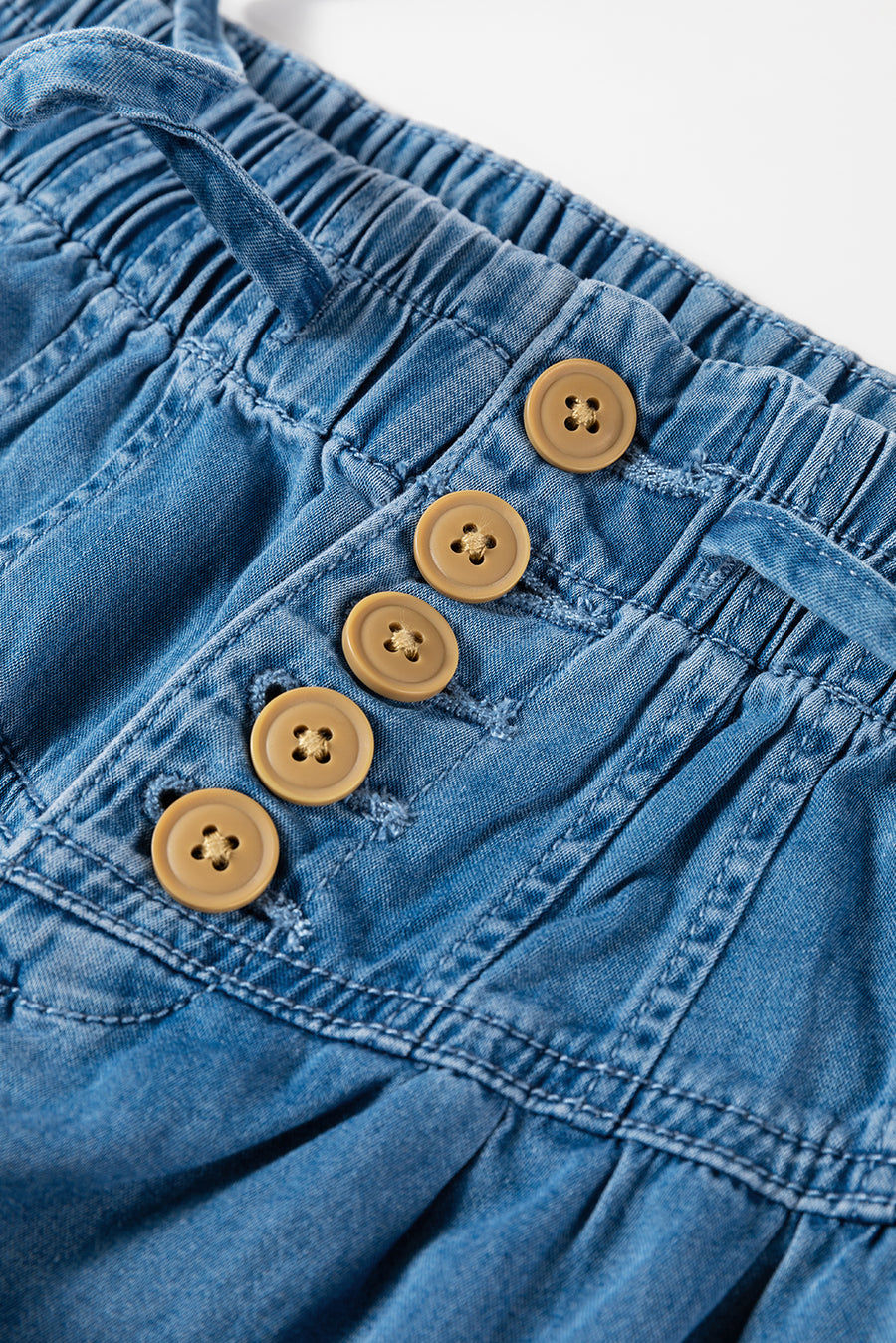Mineral Wash Button-Up High-Waist Wide Leg Jeans