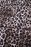 Brown Leopard Quilted Full Zipper Casual Puff Vest