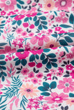 Pink Multi Floral Button-Up Puff Sleeve A-Line Mini Dress