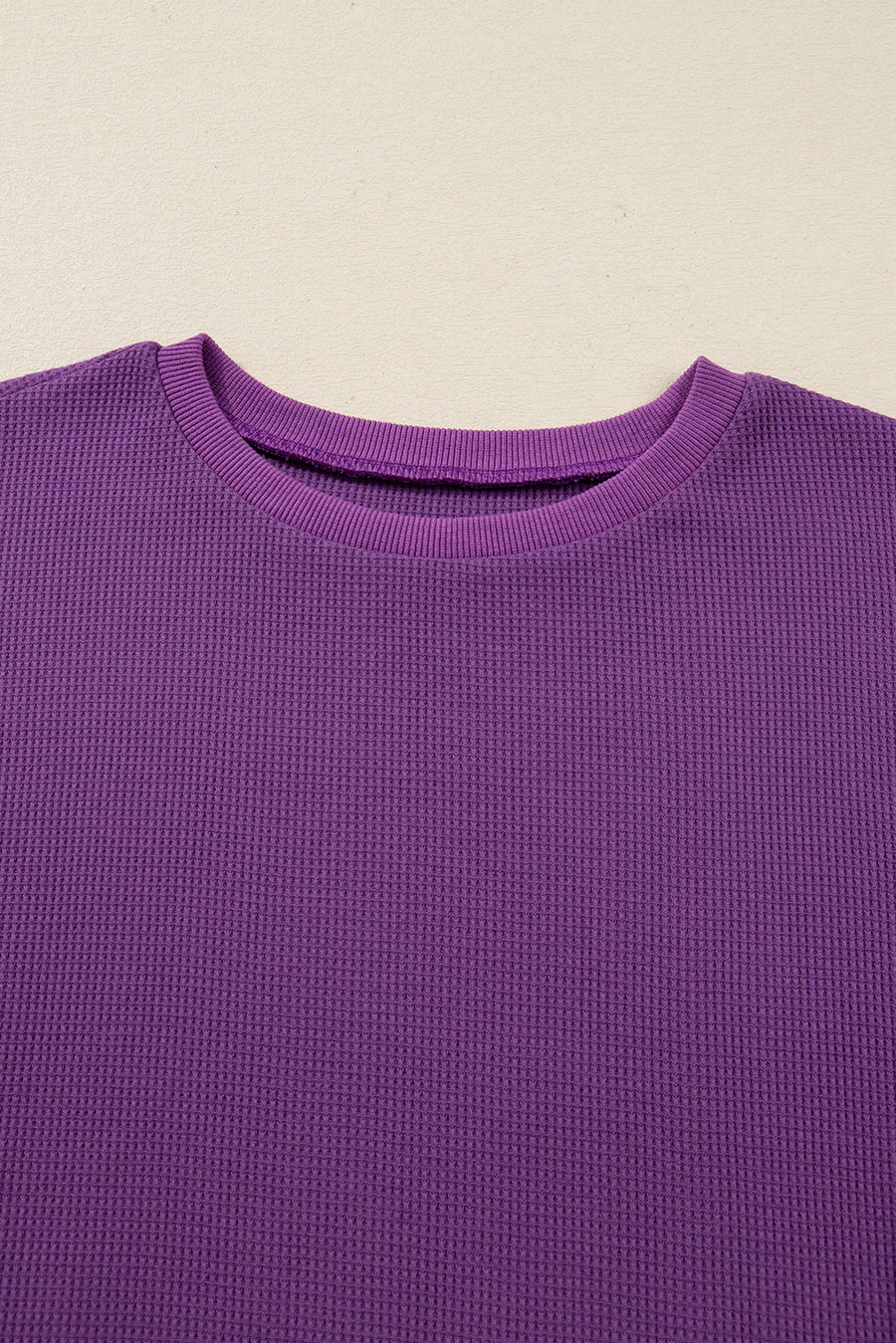 Thermal Knit Drop Shoulder Split Hem Sweatshirt- 2 Colors