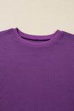 Thermal Knit Drop Shoulder Split Hem Sweatshirt- 2 Colors