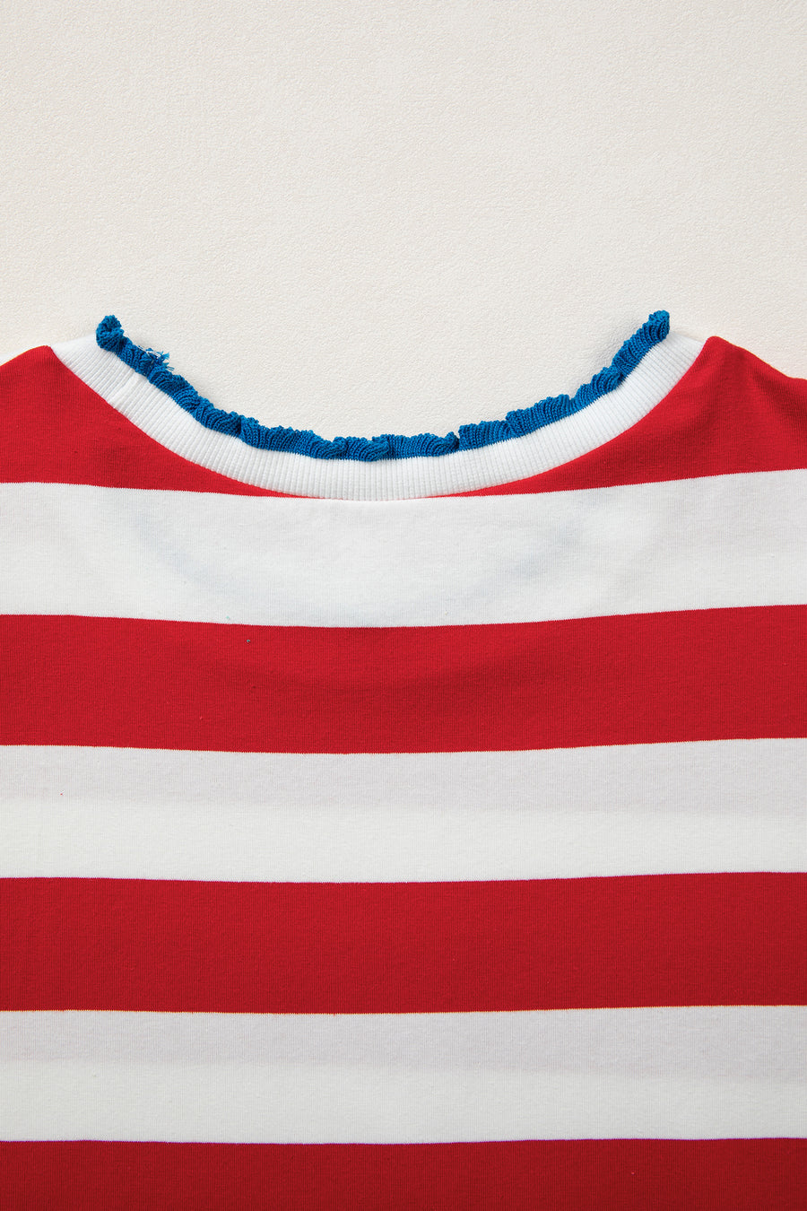 Striped Contrast Trim Crew Neck Short Puff Sleeve Shift Mini Dress- 2 Colors