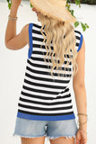 Striped Contrast Trim Sleeveless Sweater Vest- 3 Colors