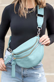 Wide Strap Double Zipper Crossbody Bag- 9 Colors