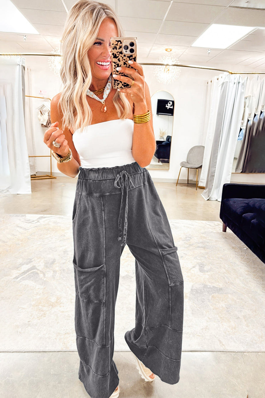 Mineral Wash High Waist Cargo Sweatpants- 3 Colors