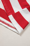 Striped Contrast Trim Crew Neck Short Puff Sleeve Shift Mini Dress- 2 Colors