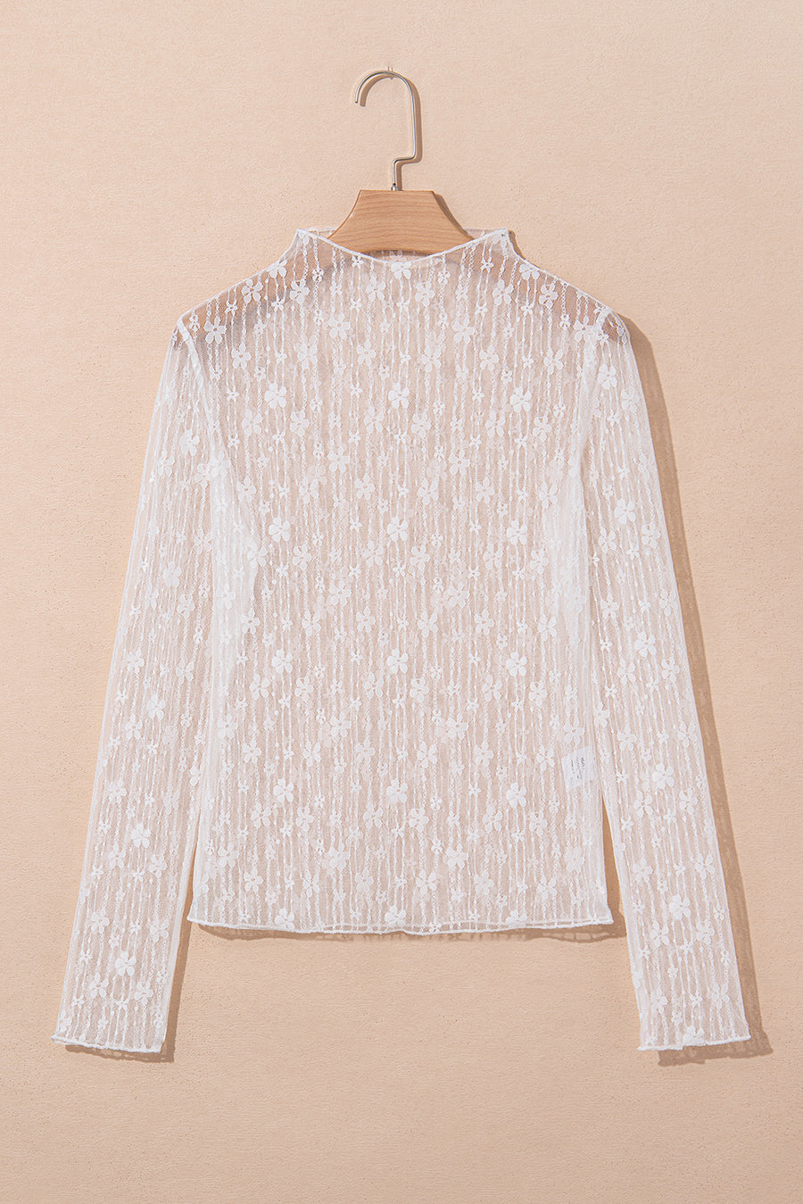 Floral Lace Sheer Long Sleeve Slim Fit Top- 3 Colors