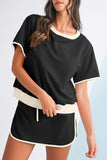 *Pre-Order* Color Block Drop Shoulder T-Shirt and Skort Set- 5 Colors